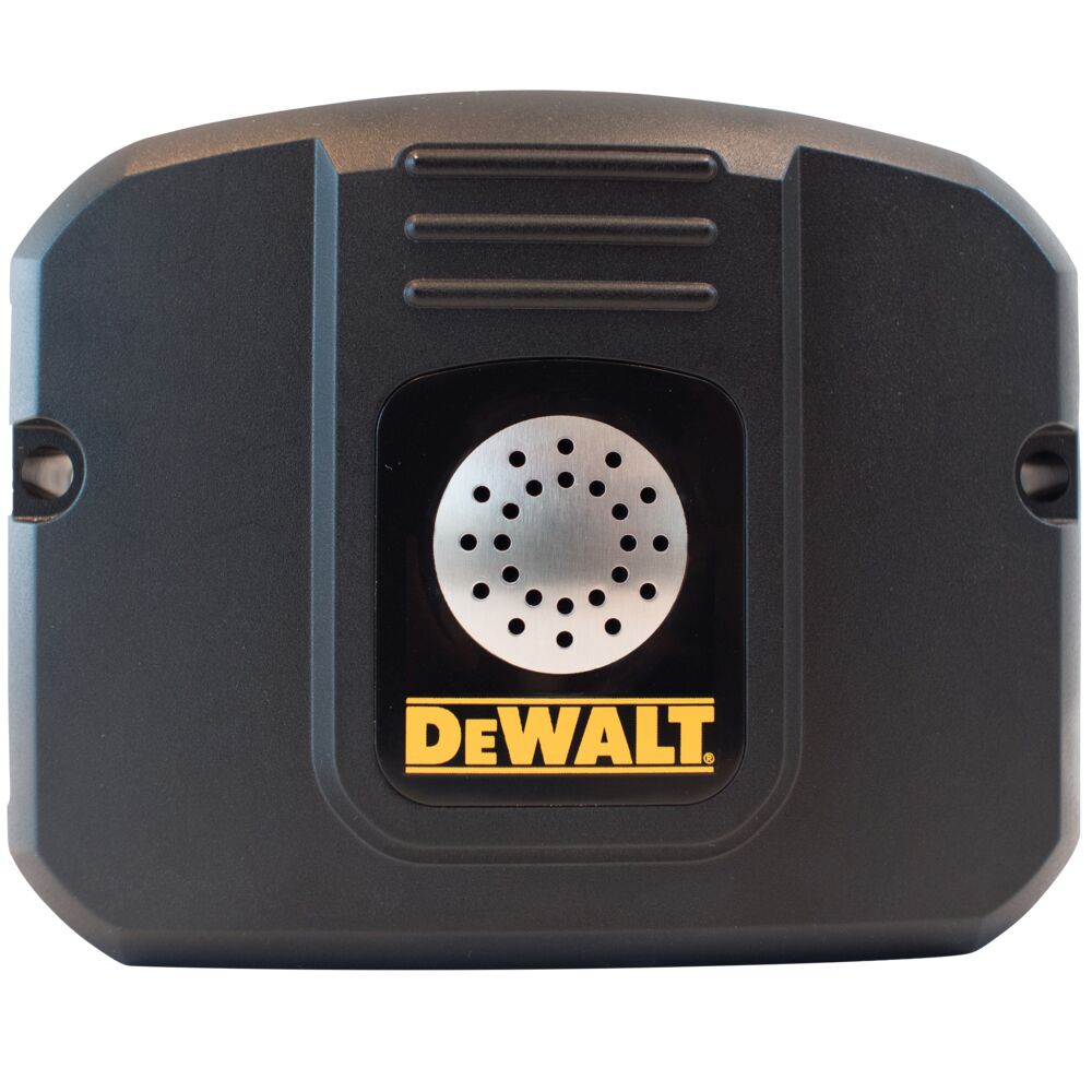 Top view of DEWALT mobilelock GPS locator with anti-theft alarm.