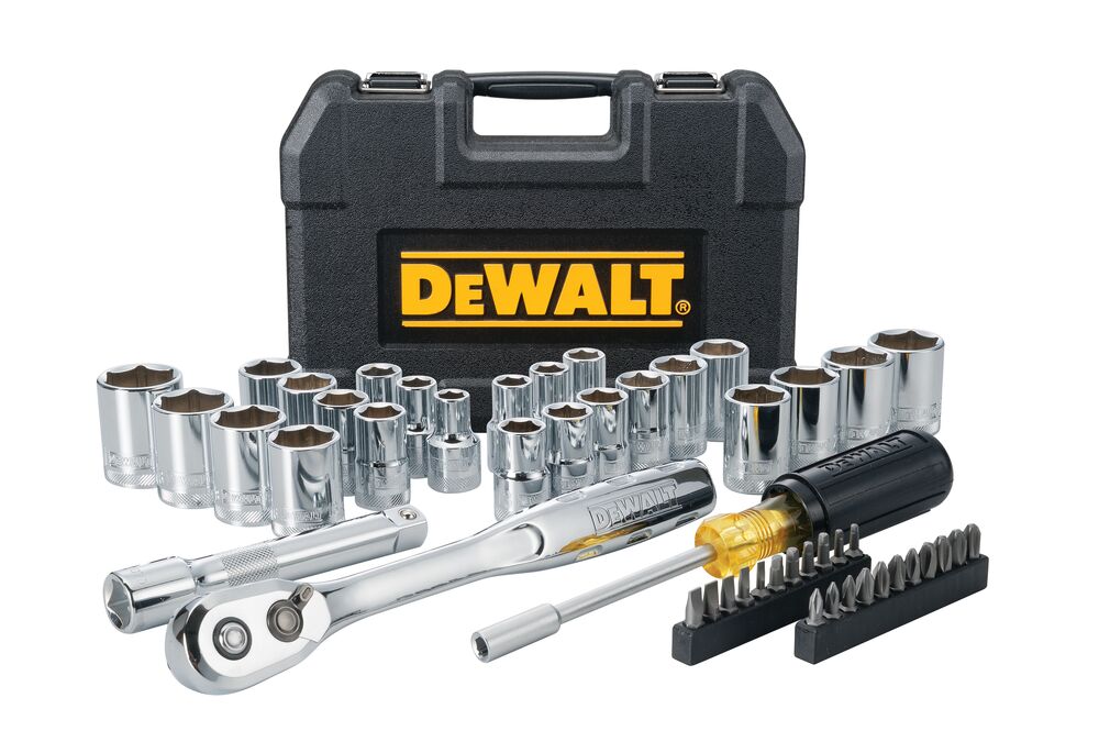 DEWALT 49 piece mechanics tool set with its case.
