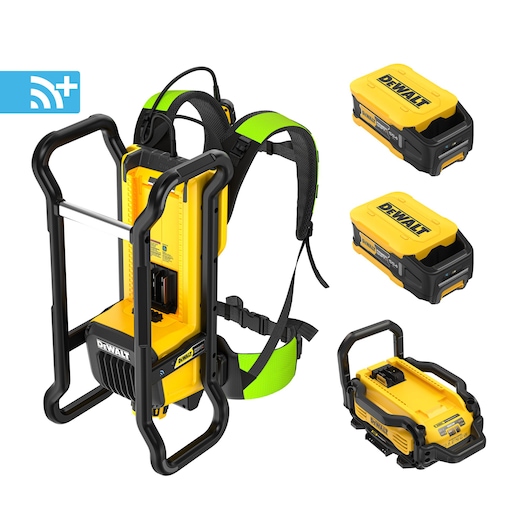 Connected backpack vibrator on white background