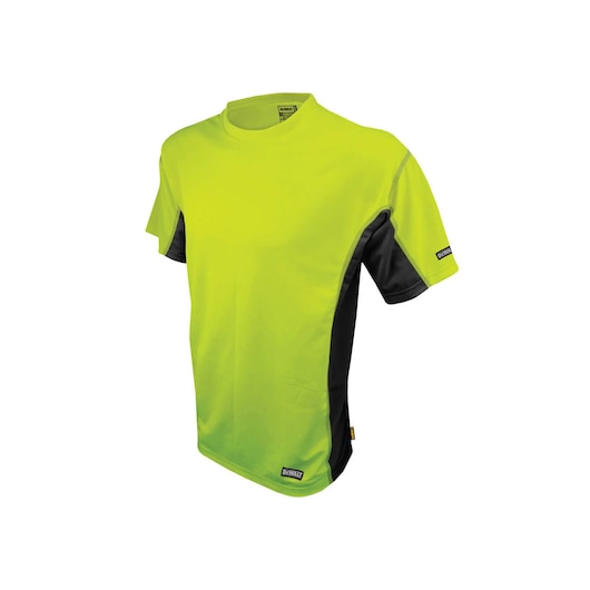 DEWALT yellow two tone short sleeved performance T shirt.